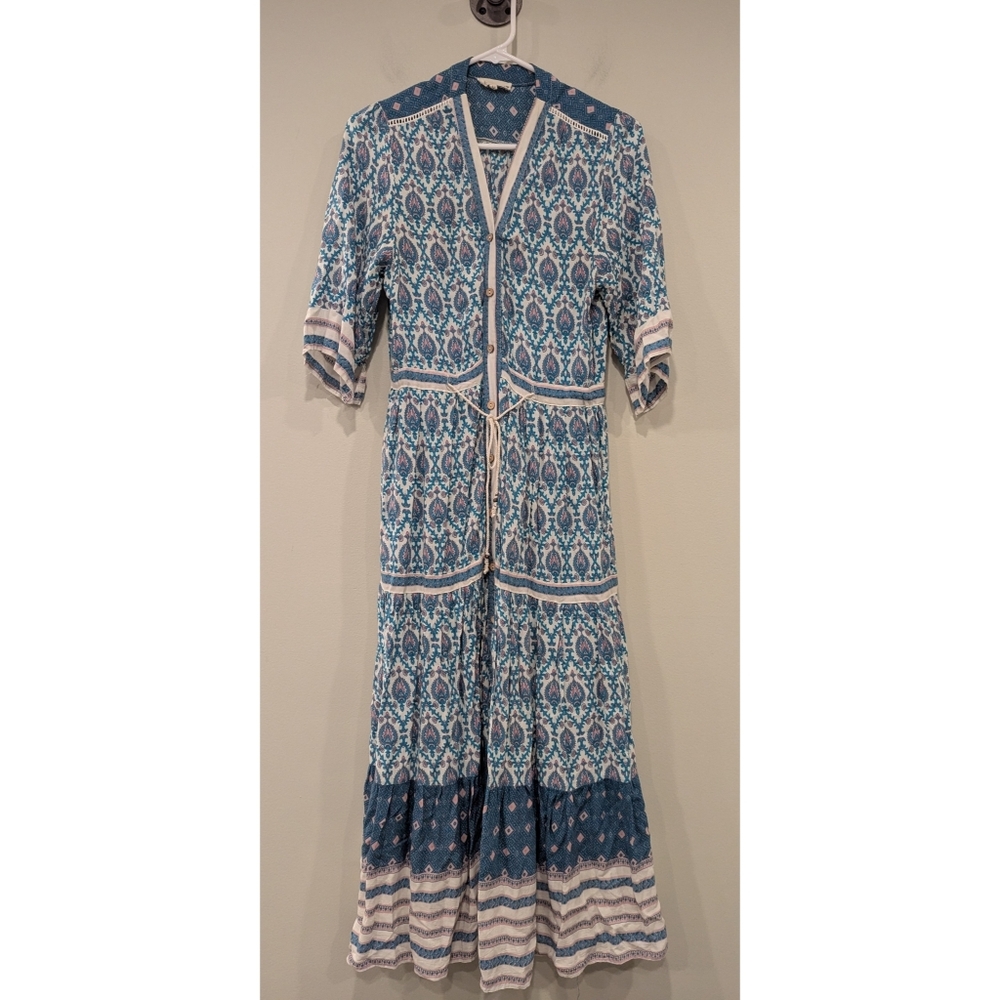 FP To Love Boho Maxi Button Front Maxi Dress Size Large